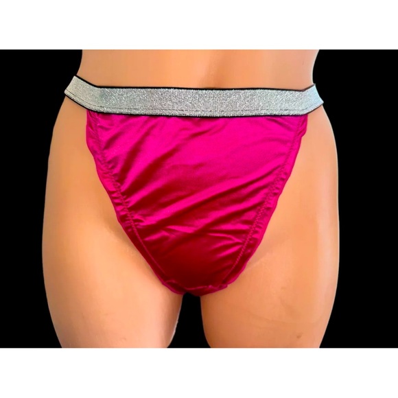 VTG Style 2nd Skin Satin shiny wetlook sissy panties String bikini XL NEW Pink - Picture 2 of 6